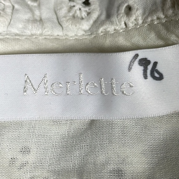 Merlette Cream White Eyelet Long Sleeve Shift Babydoll Mini Dress Sz S - Picture 10 of 15